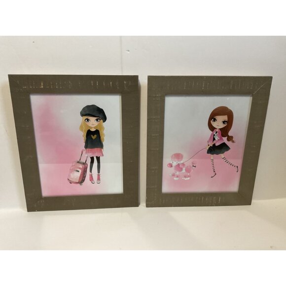 Girl's Paris Picture Prints Wall Decor - Set of 4 (8x10”) Framed - Picture 2 of 4